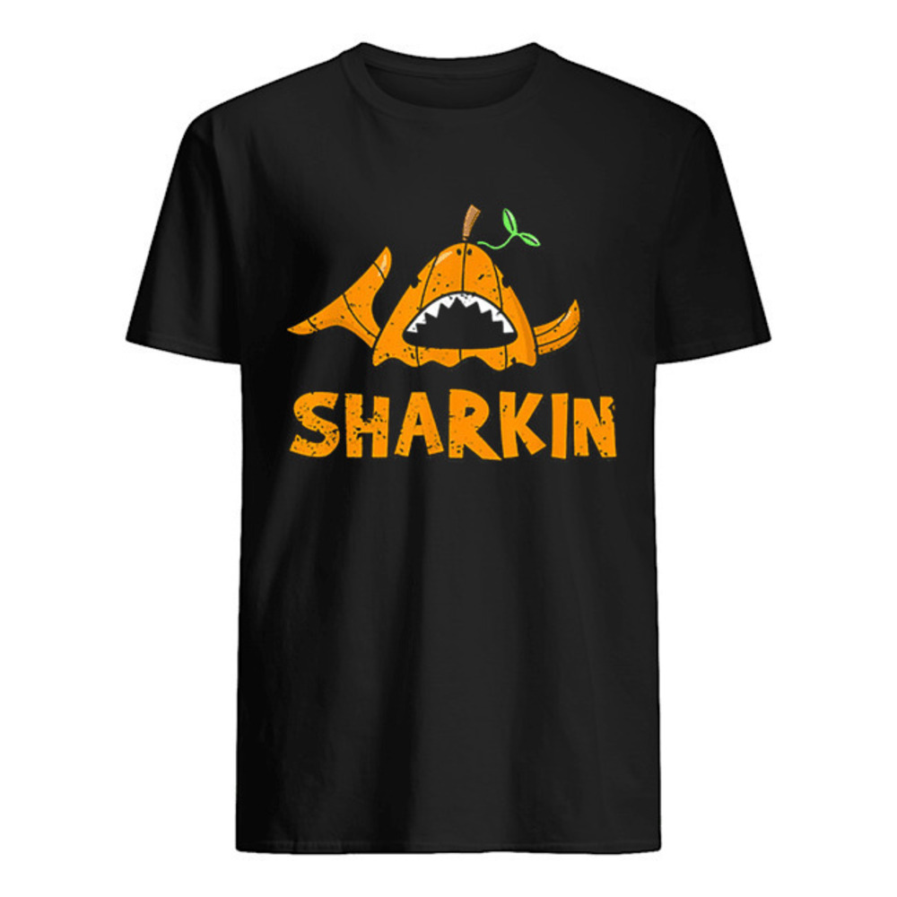 Cartoon Halloween Shark Sharkin Pumpkin Joke Shirt
